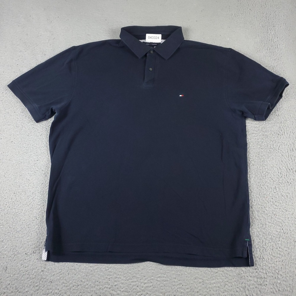 Tommy Hilfiger Polo Shirt Mens XL Blue Casual Short Sleeve Cotton 043324